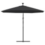 Sombrilla voladiza con luces LED y poste de acero negra 300 cm de , Sombrillas - Ref: Foro24-47136, Precio: 131,64 €, Descuen...