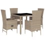 Set comedor de jardín 5 pzas con cojines ratán sintético beige en Conjuntos de jardín | Comprar online en Foru.es