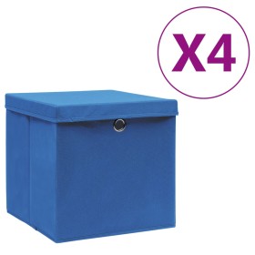 Cajas de almacenaje con tapas 4 uds azul 28x28x28 cm de , Cestas para almacenaje - Ref: Foro24-325196, Precio: 28,06 €, Descu...