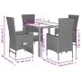 Set comedor de jardín 5 pzas con cojines ratán sintético beige en Conjuntos de jardín | Comprar online en Foru.es