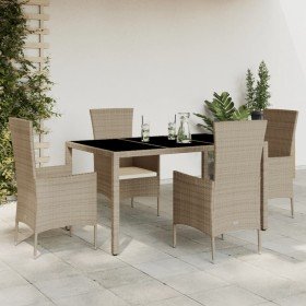 Set comedor de jardín 5 pzas con cojines ratán sintético beige en Conjuntos de jardín | Comprar online en Foru.es