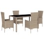 Set comedor de jardín 5 pzas con cojines ratán sintético beige en Conjuntos de jardín | Comprar online en Foru.es