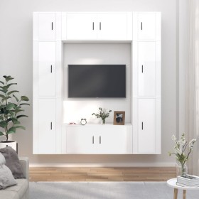Set de muebles de TV 8 pzas madera contrachapada blanco brillo de , Muebles TV - Ref: Foro24-3188640, Precio: 440,83 €, Descu...
