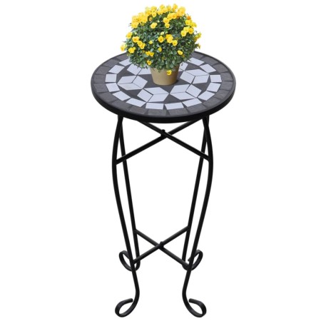 Mesa auxiliar para plantas mosaico negro y blanco de , Soportes para macetas - Ref: Foro24-41129, Precio: 36,95 €, Descuento: %