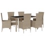 Set comedor de jardín 7 pzas con cojines ratán sintético beige en Conjuntos de jardín | Comprar online en Foru.es