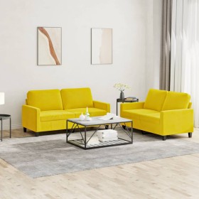 Juego de sofás con cojines 2 piezas terciopelo amarillo de , Sofás - Ref: Foro24-3201502, Precio: 449,24 €, Descuento: -5%%