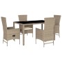 Set comedor de jardín 5 pzas con cojines ratán sintético beige en Conjuntos de jardín | Comprar online en Foru.es