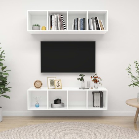 Muebles de salón de pared 2 uds madera ingeniería blanco de , Muebles TV - Ref: Foro24-3079781, Precio: 118,58 €, Descuento: ...