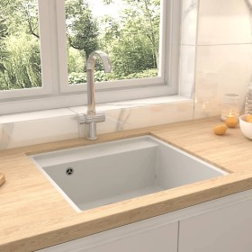Fregadero de cocina con rebosadero granito blanco de , Fregaderos - Ref: Foro24-147064, Precio: 170,17 €, Descuento: %