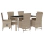 Set comedor de jardín 7 pzas con cojines ratán sintético beige en Conjuntos de jardín | Comprar online en Foru.es