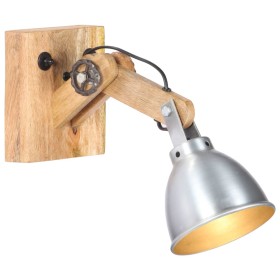 Lámpara de pared madera maciza de mango y hierro plateada E27 de , Apliques de pared - Ref: Foro24-320597, Precio: 32,39 €, D...