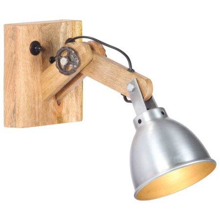 Lámpara de pared madera maciza de mango y hierro plateada E27 de , Apliques de pared - Ref: Foro24-320597, Precio: 32,39 €, D...