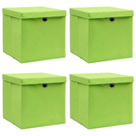 Cajas de almacenaje con tapas 4 uds tela verde 32x32x32 cm de , Cestas para almacenaje - Ref: Foro24-288370, Precio: 31,27 €,...