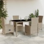 Set comedor de jardín 5 pzas con cojines ratán sintético beige en Conjuntos de jardín | Comprar online en Foru.es