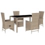 Set comedor de jardín 5 pzas con cojines ratán sintético beige en Conjuntos de jardín | Comprar online en Foru.es