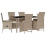 Set comedor de jardín 7 pzas con cojines ratán sintético beige en Conjuntos de jardín | Comprar online en Foru.es