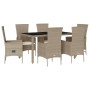 Set comedor de jardín 7 pzas con cojines ratán sintético beige en Conjuntos de jardín | Comprar online en Foru.es