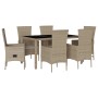 Set comedor de jardín 7 pzas con cojines ratán sintético beige en Conjuntos de jardín | Comprar online en Foru.es