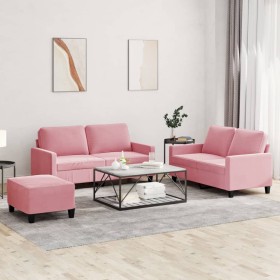Juego de sofás con cojines 3 piezas terciopelo rosa de , Sofás - Ref: Foro24-3201509, Precio: 525,82 €, Descuento: %