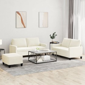 Juego de sofás con cojines 3 piezas terciopelo crema de , Sofás - Ref: Foro24-3201514, Precio: 541,06 €, Descuento: %