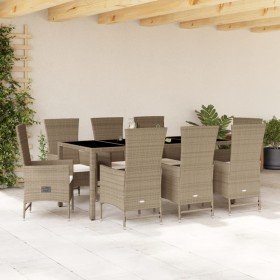 Set comedor de jardín 9 pzas con cojines ratán sintético beige en Conjuntos de jardín | Comprar online en Foru.es