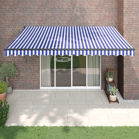 Toldo retráctil automático azul y blanco 4x3 m de , Toldos - Ref: Foro24-3154498, Precio: 366,94 €, Descuento: %