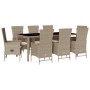 Set comedor de jardín 9 pzas con cojines ratán sintético beige en Conjuntos de jardín | Comprar online en Foru.es