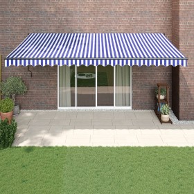 Toldo retráctil automático azul y blanco 5x3 m de , Toldos - Ref: Foro24-3154500, Precio: 432,24 €, Descuento: %