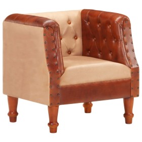 Comprar Sillón de cuero auténtico y madera maciza