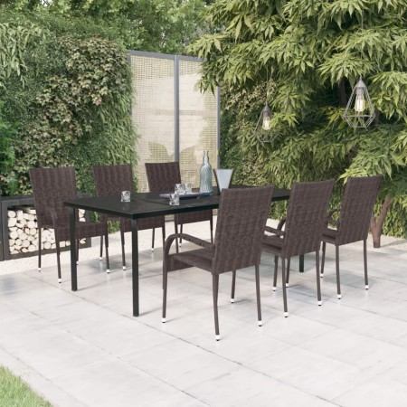 Juego de comedor para jardín 7 piezas marrón y negro de , Conjuntos de jardín - Ref: Foro24-3099387, Precio: 480,75 €, Descue...