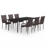 Juego de comedor para jardín 7 piezas marrón y negro de , Conjuntos de jardín - Ref: Foro24-3099387, Precio: 480,75 €, Descue...