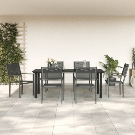 Juego de comedor para jardín 7 piezas acero y textilene negro de , Conjuntos de jardín - Ref: Foro24-3200732, Precio: 479,55 ...