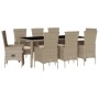 Set comedor de jardín 9 pzas con cojines ratán sintético beige en Conjuntos de jardín | Comprar online en Foru.es