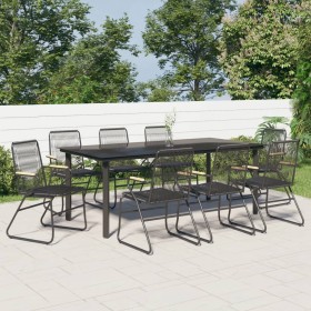 Juego de comedor de jardín 9 piezas ratán PVC negro de , Conjuntos de jardín - Ref: Foro24-3099214, Precio: 633,54 €, Descuen...