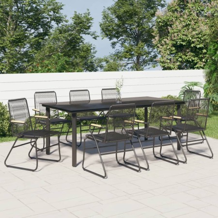 Juego de comedor de jardín 9 piezas ratán PVC negro de , Conjuntos de jardín - Ref: Foro24-3099214, Precio: 633,54 €, Descuen...