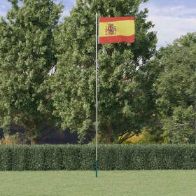 Mástil y bandera de España aluminio 6,23 m de , Banderas y mangas de viento - Ref: Foro24-3147108, Precio: 73,59 €, Descuento: %