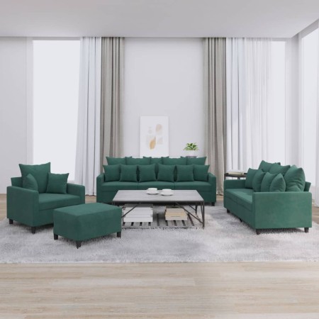 Juego de sofás con cojines 4 piezas terciopelo verde oscuro de , Sofás - Ref: Foro24-3201692, Precio: 646,84 €, Descuento: %