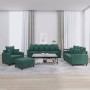 Juego de sofás con cojines 4 piezas terciopelo verde oscuro de , Sofás - Ref: Foro24-3201692, Precio: 646,84 €, Descuento: %