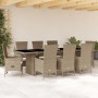Set comedor de jardín 9 pzas con cojines ratán sintético beige en Conjuntos de jardín | Comprar online en Foru.es