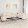 Juego de sofás con cojines 3 piezas tela microfibra beige de , Sofás - Ref: Foro24-3202361, Precio: 673,12 €, Descuento: -5%%