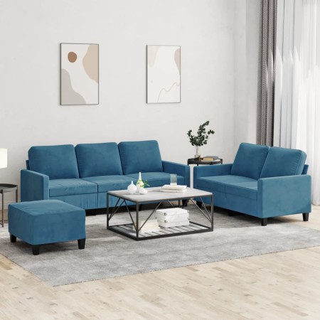 Juego de sofás con cojines 3 piezas terciopelo azul de , Sofás - Ref: Foro24-3201535, Precio: 602,96 €, Descuento: %