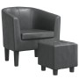 Sillón con taburete cuero sintético gris de , Sillones - Ref: Foro24-356492, Precio: 183,13 €, Descuento: -5%%