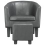 Sillón con taburete cuero sintético gris de , Sillones - Ref: Foro24-356492, Precio: 183,13 €, Descuento: -5%%