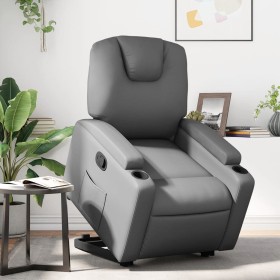 Sillón reclinable elevable cuero artificial gris de , Sillones - Ref: Foro24-3204433, Precio: 340,06 €, Descuento: -5%%