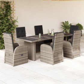 Set comedor jardín 7 pzas y cojines ratán sintético gris en Conjuntos de jardín | Comprar online en Foru.es