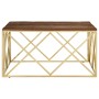 Mesa de centro de acero inoxidable dorado y madera maciza | Foro24.es | Tu tienda online para hogar, jardín y más Foro24.es