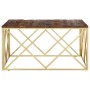 Mesa de centro de acero inoxidable dorado y madera maciza | Foro24.es | Tu tienda online para hogar, jardín y más Foro24.es