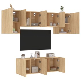 Muebles de TV de pared 6 pzas madera de ingeniería roble Sonoma de , Muebles TV - Ref: Foro24-3216441, Precio: 205,22 €, Desc...