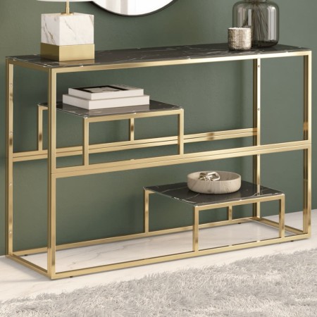 Mesa consola acero inoxidable dorado y vidrio templado | Foro24.es | Tu tienda online para hogar, jardín y más Foro24.es