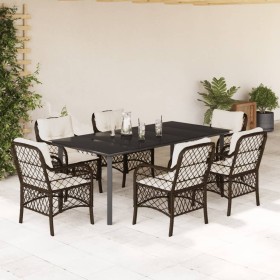 Set comedor de jardín 7 pzas con cojines ratán sintético marrón de , Conjuntos de jardín - Ref: Foro24-3212122, Precio: 770,9...